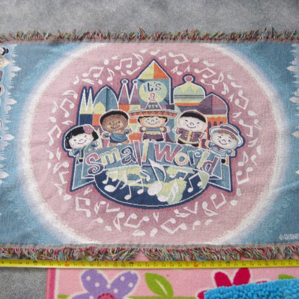 Share Disney World Park It's a Small World Woven Tapestry Lap Blanket 50x33"
